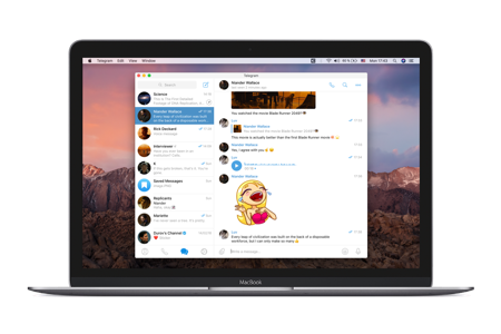 Telegram für iPhone – geöffneter Chat mit Sticker- und Sprachnachricht