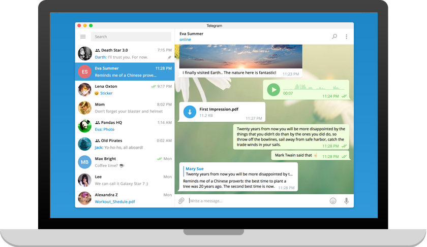 Telegram für Mac auf einem MacBook